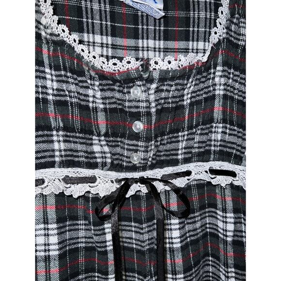 Blair Sleepshirt Nightgown Womens Large Flannel Plaid Cotton Grannycore Grandma - Picture 3 of 8